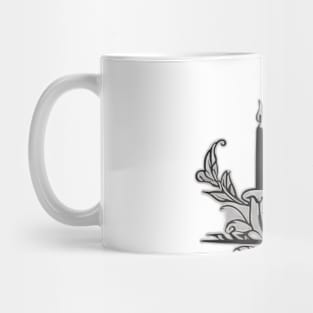 Elegant Silver Candles and Leaves Illustration No. 619 Mug